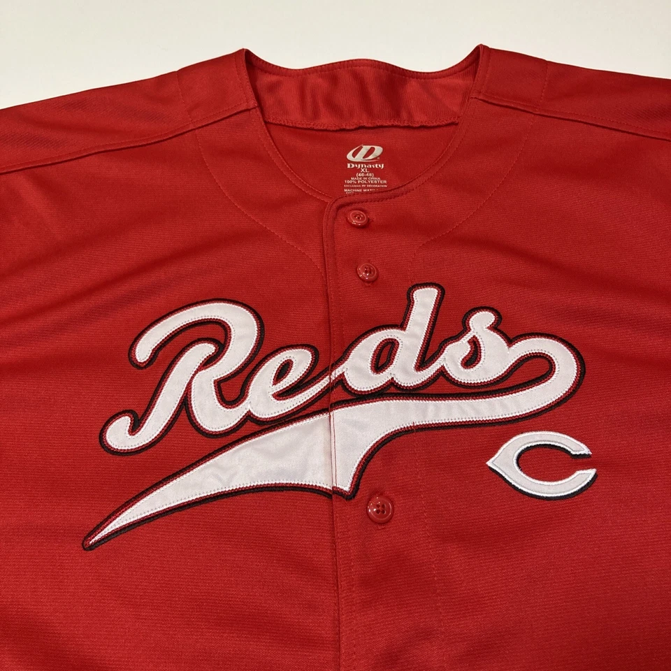 Cincinnati Reds Mens XL Baseball Jersey Red MLB Logo Blank Button - Image 3 of 4