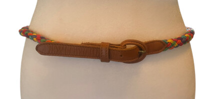 Retro Rope Cord Multi Color Belt POYZA Glizz and Glamz Pastel Multi-color Thick Long Twisted  main image 2