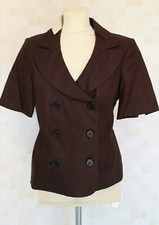 Women's Full Circle Short Sleeve Tailored Jacket Brown Size Uk10 Nh1