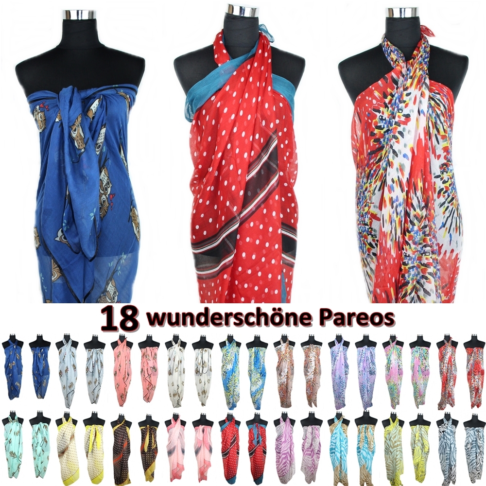 Ciffre Sarong Pareo 170x110cm - Handbemaltes Batik Wickeltuch Aus Fair Trade Viskose