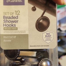 Better Homes  Gardens 12 Beaded Metal Shower Curtain Hooks Bronze Finish