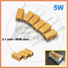 5W Resistor Metal Wirewound Range -Aluminium Power Resistors 0.1 ohm to 500K ohm