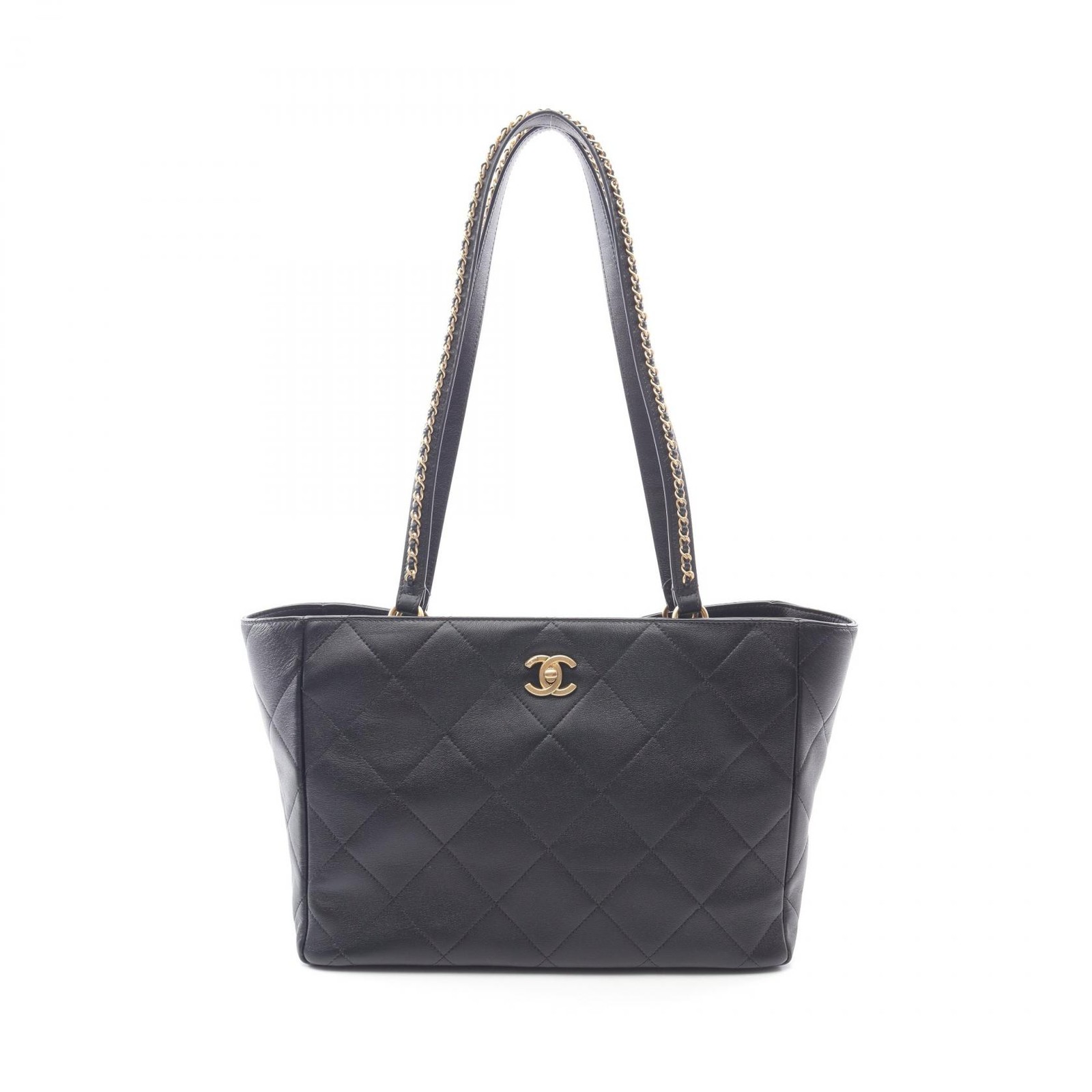 CHANEL Black Matelasse Leather Shoulder Tote GHW CC Coco AS3537 Pre-Owned