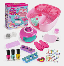 Auntie Fae Kid's Spa Nail Salon Set Pink Foot Bath Bubble Massage
