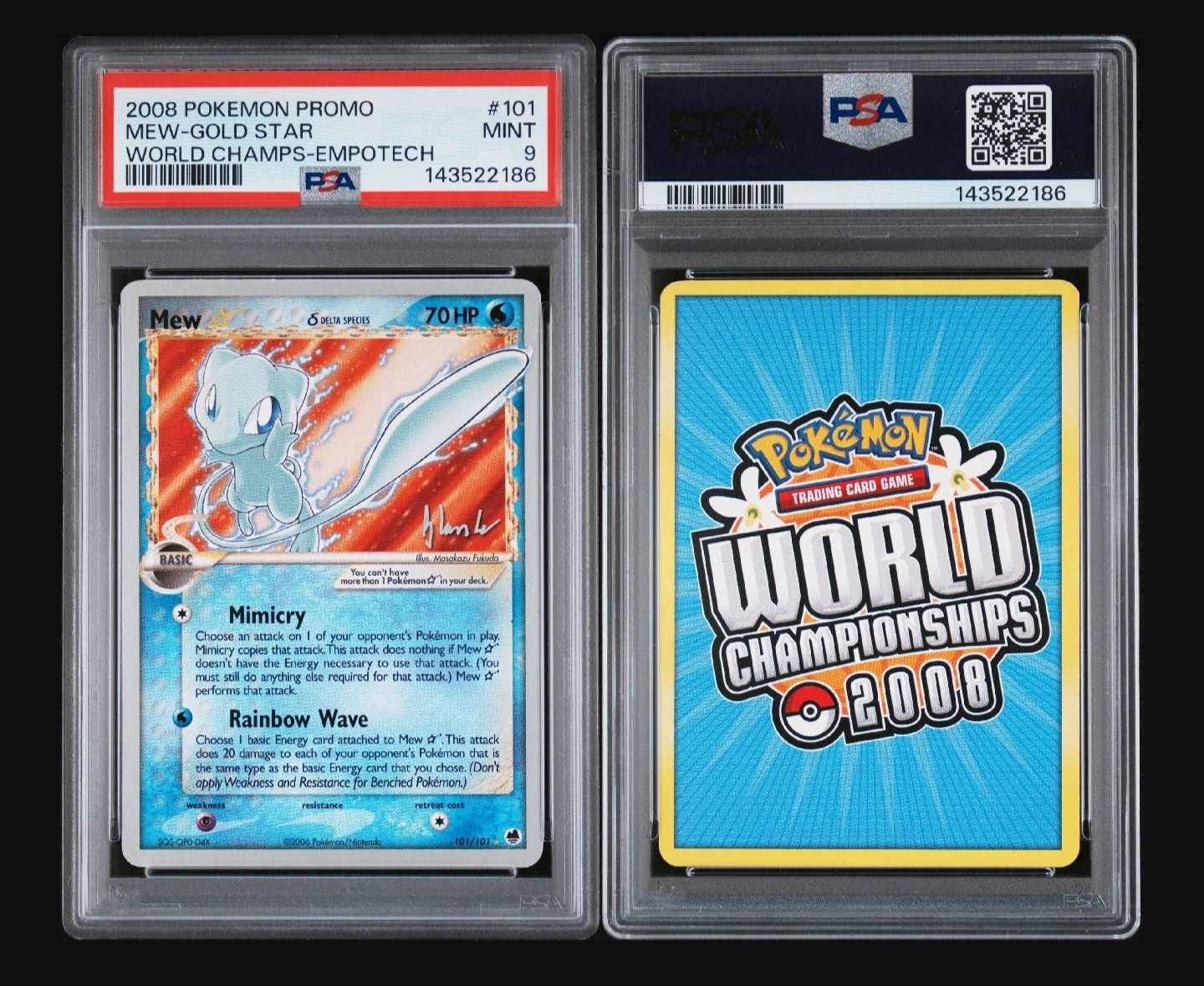 Pokemon Mew Gold Star 2008 World Championships Empotech Deck Promo #101 PSA 9 view 3
