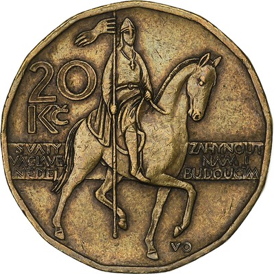 198213] Czech Republic, 20 Korun, 2002, Brass plated steel, EF, KM