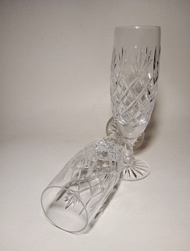 Thomas Webb Warwick Crystal Cut Short Stem Champagne Flutes x 2 - Picture 3 of 13