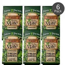 6-Pack Mate Factor Organic Fresh Green Yerba Mate Loose Herb Tea 12oz-Exp 3/ 27