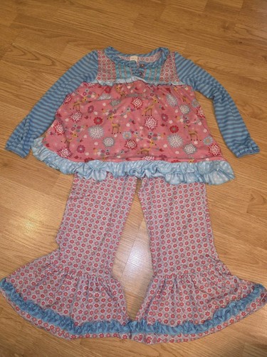 Matilda Jane Sz 6 Sleeping Beauty Ruffle Pajamas Set Deer Girls Pjs Long Sleeve 