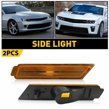 For 2010-2015 Chevy Camaro Front Bumper Side Marker Light Reflector Amber Lens