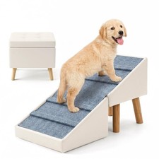 Dog Ramp for Couch, 3-in-1 Ottoman Pet Stairs for Small Dogs Milky White