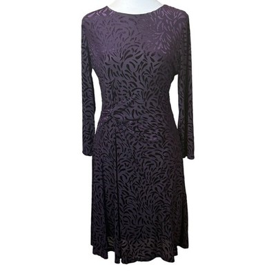 DKNY Purple Velvet Burnout Sheath Dress Size 8 Whimsigoth Fairy Grunge Dark Fall