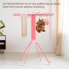 Pink Folding Clothes Drying Rack Collapsible Laundry Hanger Stand Indoor Outdoor