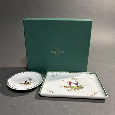Raynaud Limoges Si Kiang Teller 2er Set quadratisch & rund France Porzellan T...