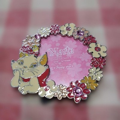 Disney Store Japan Marie Photo Frame Aristocats Pink Flower Metal