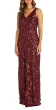 R & M Richards Dress 10P Merlot Wine Sequin Formal Prom Wedding Cruise Party NEW