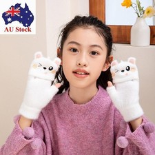 Mink Fleece Kids Winter Gloves Thickened Warm Knitted Mittens  for Boys Girls