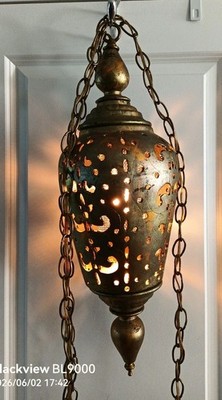 Vtg 22'' Middle Eastern Moroccan Style Hanging Light Boho Chic Handmade Unique 