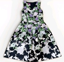 Talbots Oprah Collection Purple Floral Dress Sleeveless Fit & Flare Sz 4P