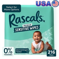 Sensitive Baby Wipes Hypoallergenic Fragrance Free Aloe Extract 216 Count New