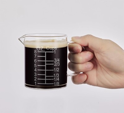 Ackers Etched Graduated Glass 250 ML (8 Oz, 1 Cup) - Graduated, Clear 
