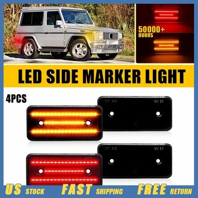 Smoked Lens Front + Rear LED Side Marker Lights For 99-14 Mercedes G550 G63 W463