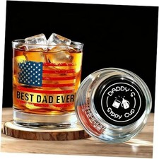 New Dad Gifts - Daddy s Sippy Cup Whiskey Glass Gift Set with Ice Ball Mold,
