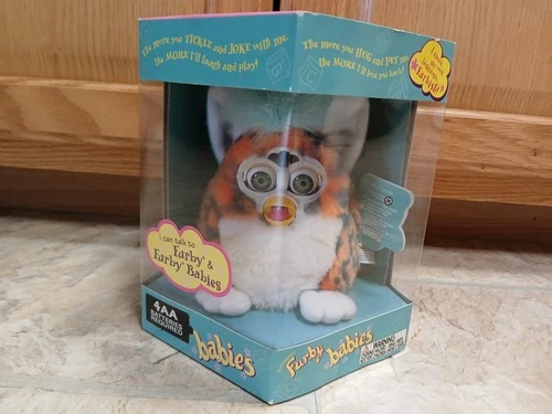 New Furby Babies Vintage 1999 Blue Hair Leopard Spots Blue Eyes Sealed