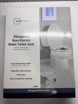 Mainstays Bidet Elongated Toilet Seat White Adjustable Self-Cleaning NEW in box.