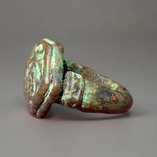 Antique East Javanese Bronze Ring w/ Hexagon Bezel Encompassing Old Calligraphy