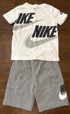 Kids Nike Shorts T-Shirt Set Toddler White/Gray-Black Size 4T 45