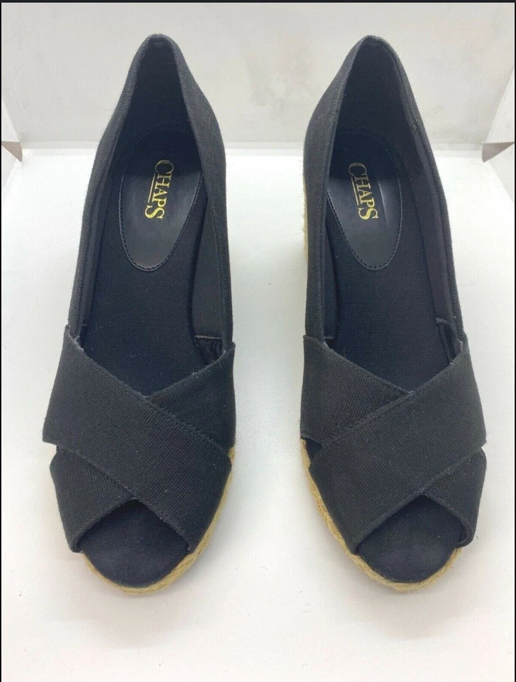 Zapatos de vestir informales con cuña alpargata negra Chaps Dakota para mujer Foto 4 de 4