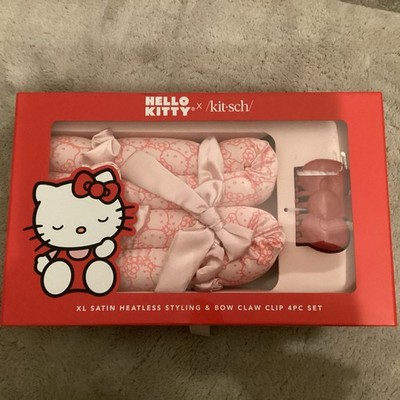 Hello Kitty x Kitsch XL Satin Heatless Curling Styling Geschenkset & Schleife Krallenclip