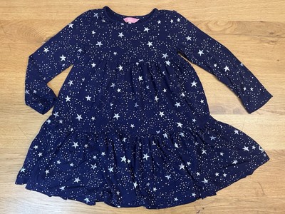 Joules Twirl Dress, Girls Size 5, Navy Blue Silver Stars Soft Stretch