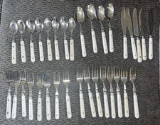 WF Washington Forge Mardi Gras White Stainless MCM Flatware 33 pc China Vtg (D1)