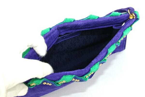 Borsa a tracolla Yves Saint Laurent scamosciata blu viola tracolla usata