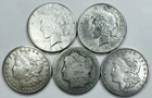 *MIXED DATE MORGAN & PEACE DOLLAR LOT* *5 TOTAL COINS* NR #G4193
