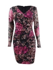 Guess Women's Printed Lace Stretch Sheath Dress (0, Black/Fuchsia) 888807477108