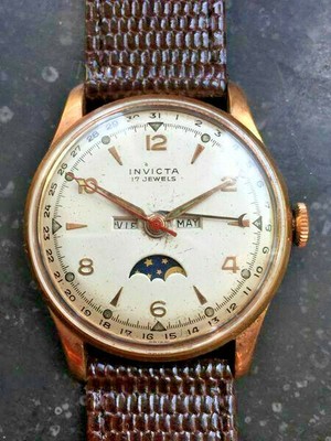 rare Invicta - terrible rare triple calendar moonphase watch Valjoux 89