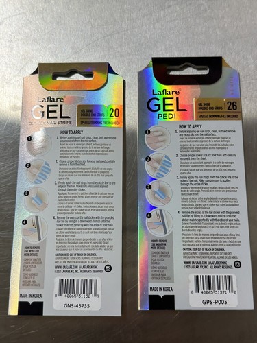 Set Of 2 Laflare Mani & Pedi Glossy Nail Strips Trimming File Included - Picture 4 of 6