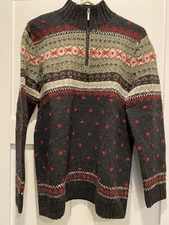 Ralph Lauren Women Sweater Lambswool Wool (M) 1/4 Zipped Front Pre-Owned Vintage