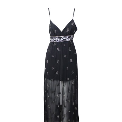 NWT AMIRI Black Embellished Silk Chiffon Midi Dress Size 44 $2190  2100000478286| eBay