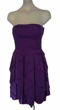 Reiss Cocktail Strapless Prom Dress Size 10 Purple Excellent Condition Ruffle