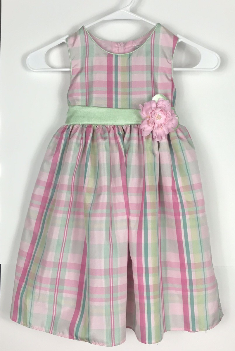 green emerald velvet dress SSYS Everly Velvet Bow Trim Puff Sleeve Shift Dress In Pink Tartan main image 0