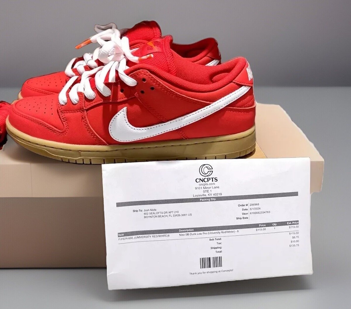 Nike SB Dunk Low ピンク/レッド US 7.5 SB Dunk Low University Red Gum FJ1674-600 Men's Shoes Size