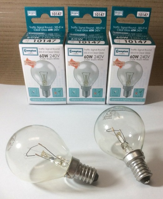 10 X Crompton Branded 60w Ses E14 Golf Ball 45mm Light Bulb Lamp for