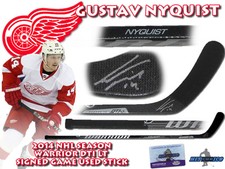 GUSTAV NYQUIST Signed 2014 WARRIOR Game Used Stick RED WINGS - w/COA
