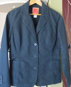 ISAAC MIZRAHI Blazer Jacket Navy Size S Three Front Pockets Cotton