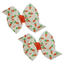 WD2U Baby Girls Set of 2 Dotted Carrot Bunny Bait 3" Hair Bows Alligator Clips