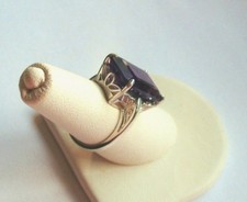 .925 Sterling Silver, 12X18mm Rectangular, 12.67 CT AMETHYST Ring, Size 7, New